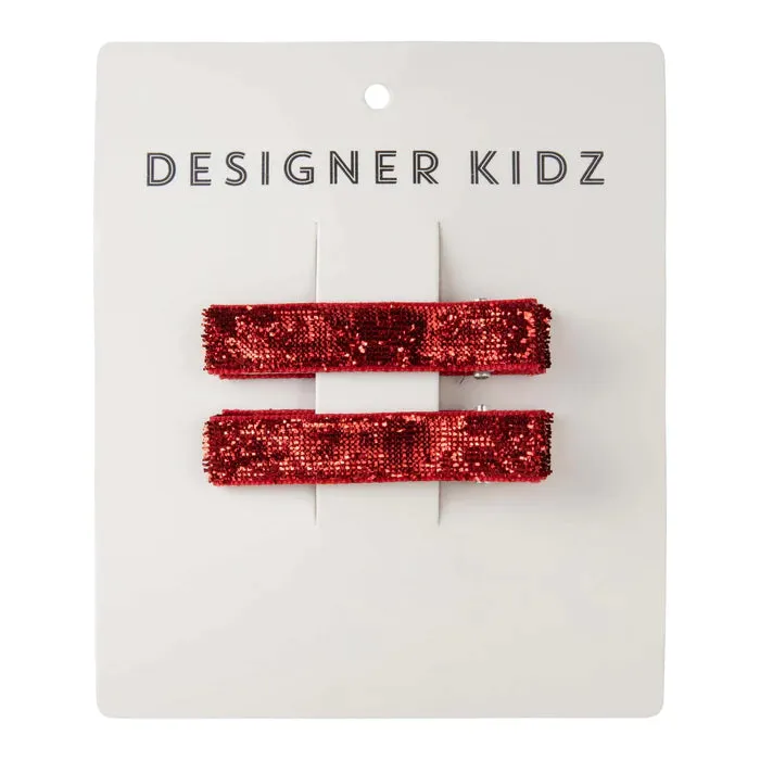 Designer Kidz Sparkle Hair Clip Pack - Red