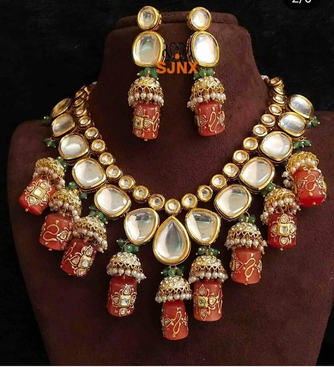 Designer Onyx Beads Kundan Set