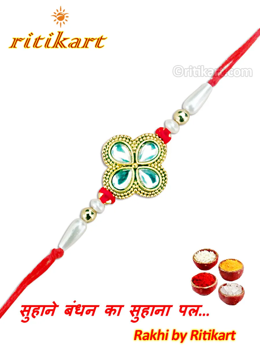 Designer Pearl and Stone Rakhi