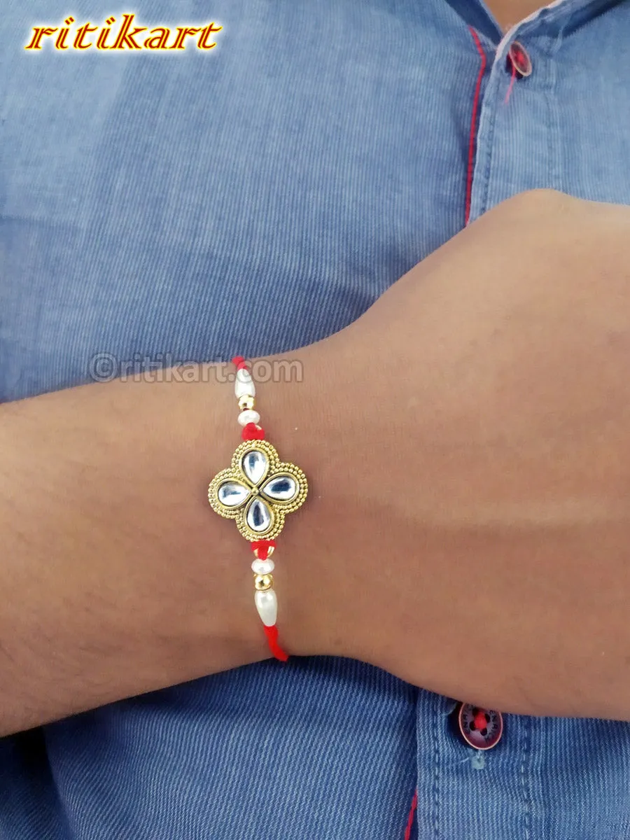 Designer Pearl and Stone Rakhi