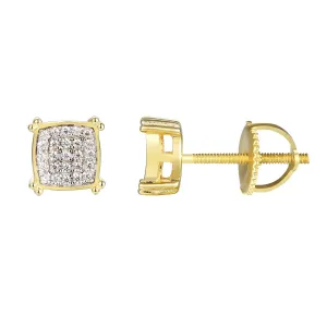 Designer Square Bling Solitaire Stud Earrings