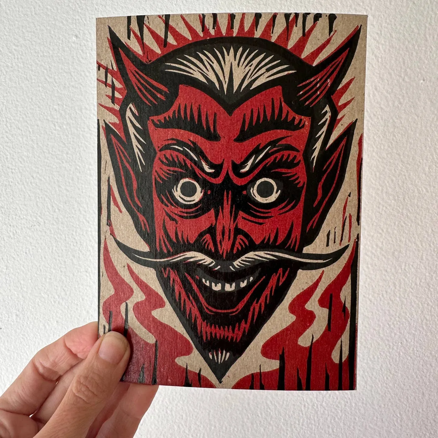 Devil Postcard/Miniprint: Letterpress, Linocut