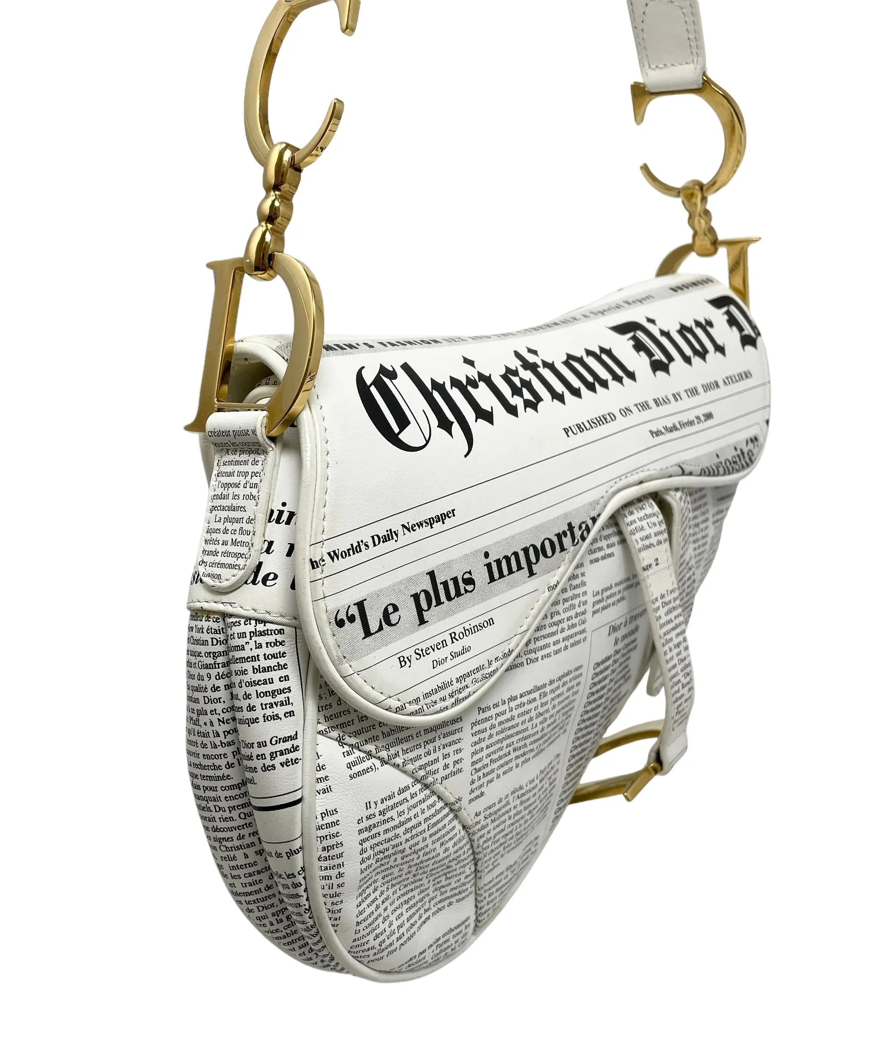 Dior Newsprint Saddle Bag