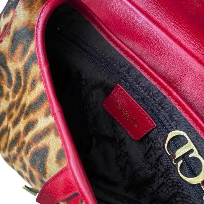 Dior Red Cheetah Saddle Bag