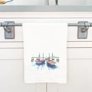 Docked Boats - Cotton Tea Towel