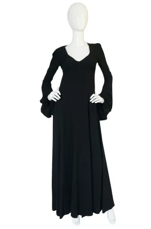 Documented 1970 Biba Bishop Sleeve Moss Crepe Dress
