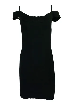 Documented 1992 Azzedine Alaia Off Shoulder Black Knit Dress