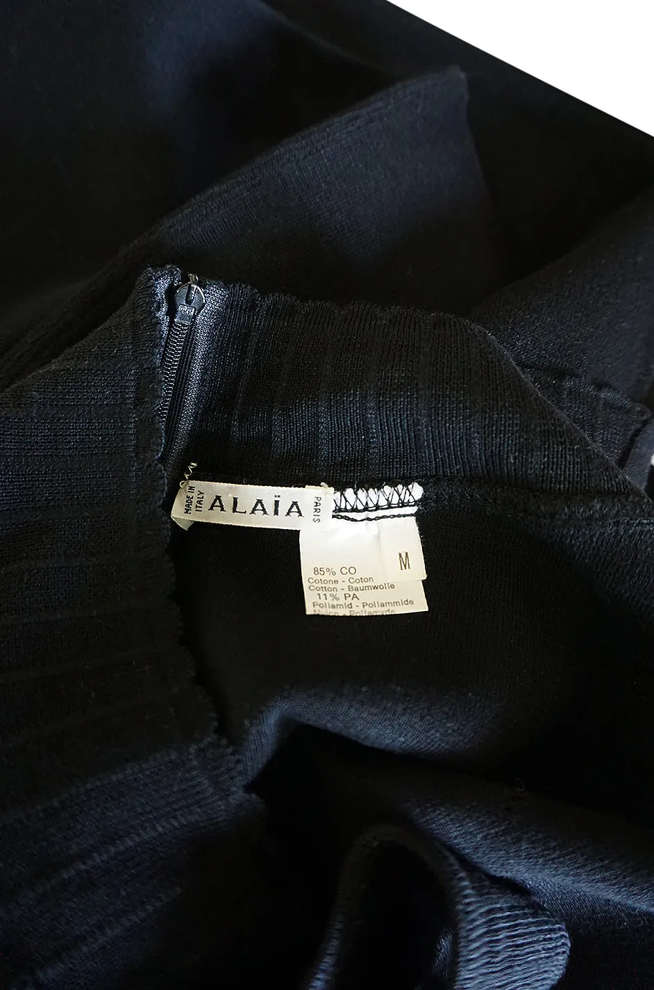Documented 1992 Azzedine Alaia Off Shoulder Black Knit Dress