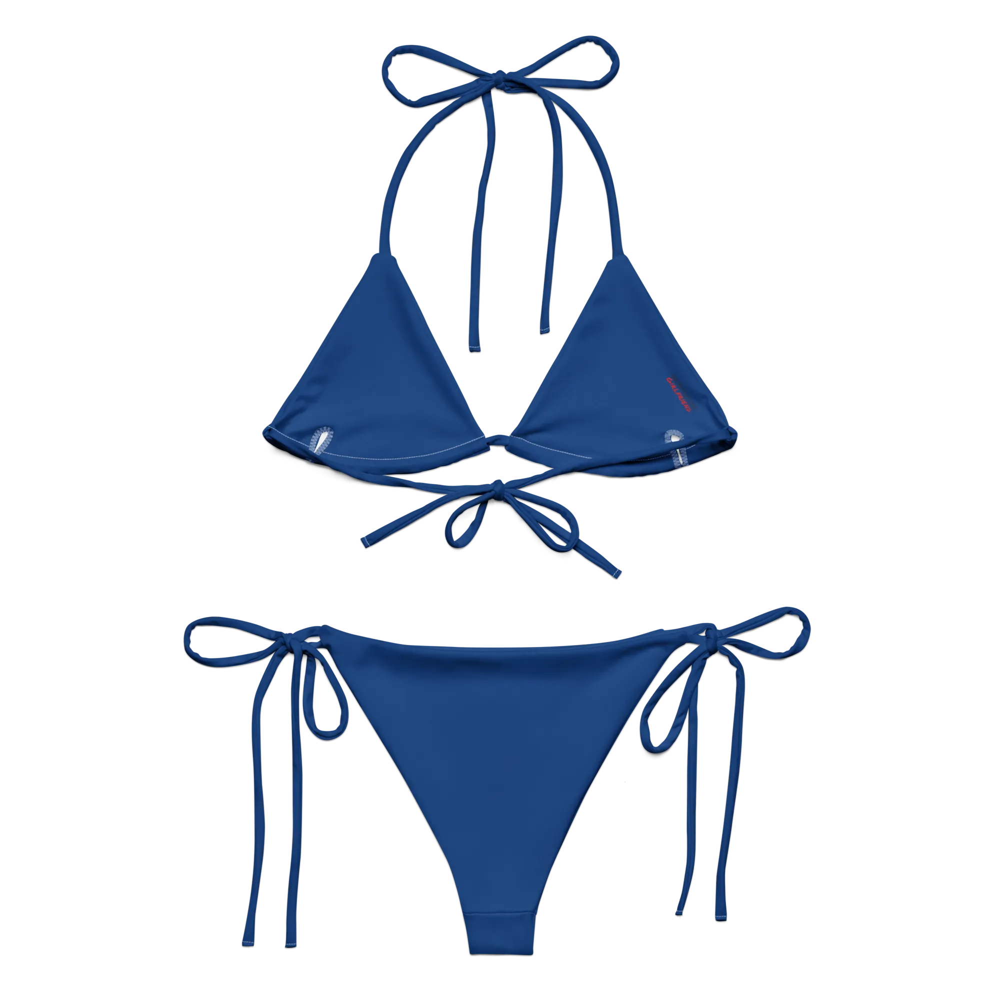 Dominican Republic Flag Two Piece Blue String Bikini Set Swimsuit