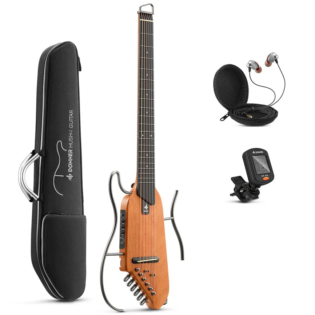 Donner Hush-I Ultra-Compact Travel Guitar, Mahogany