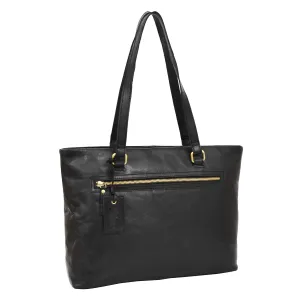 DR308 Women's Leather Classic Shopper Bag Black
