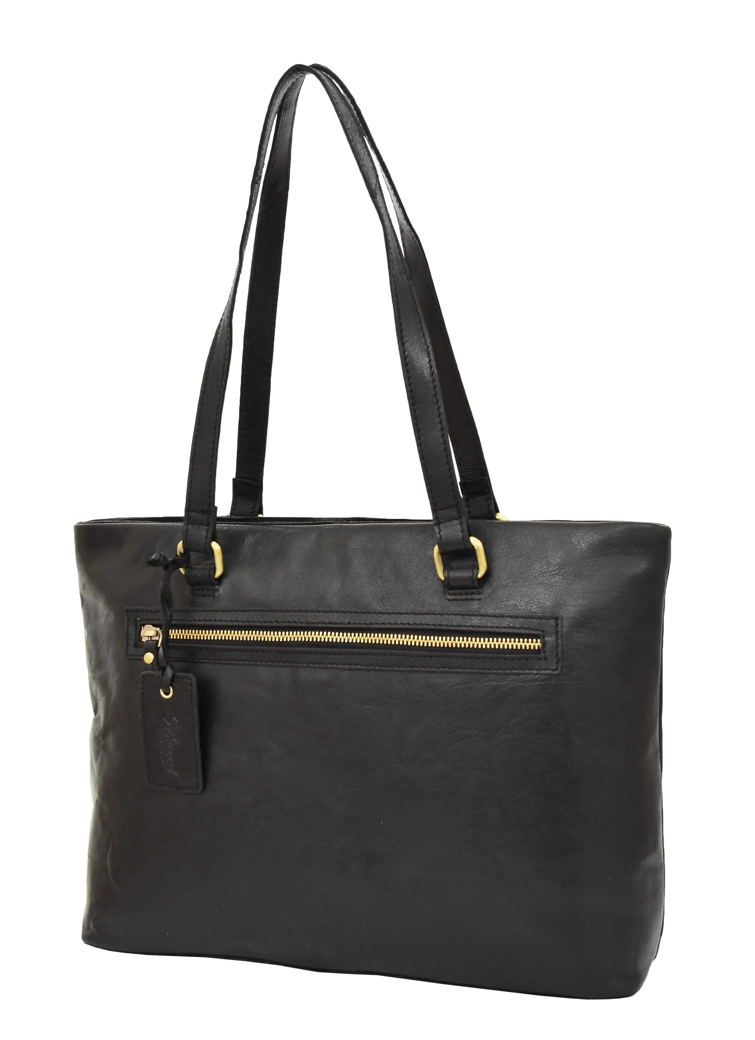 DR308 Women's Leather Classic Shopper Bag Black