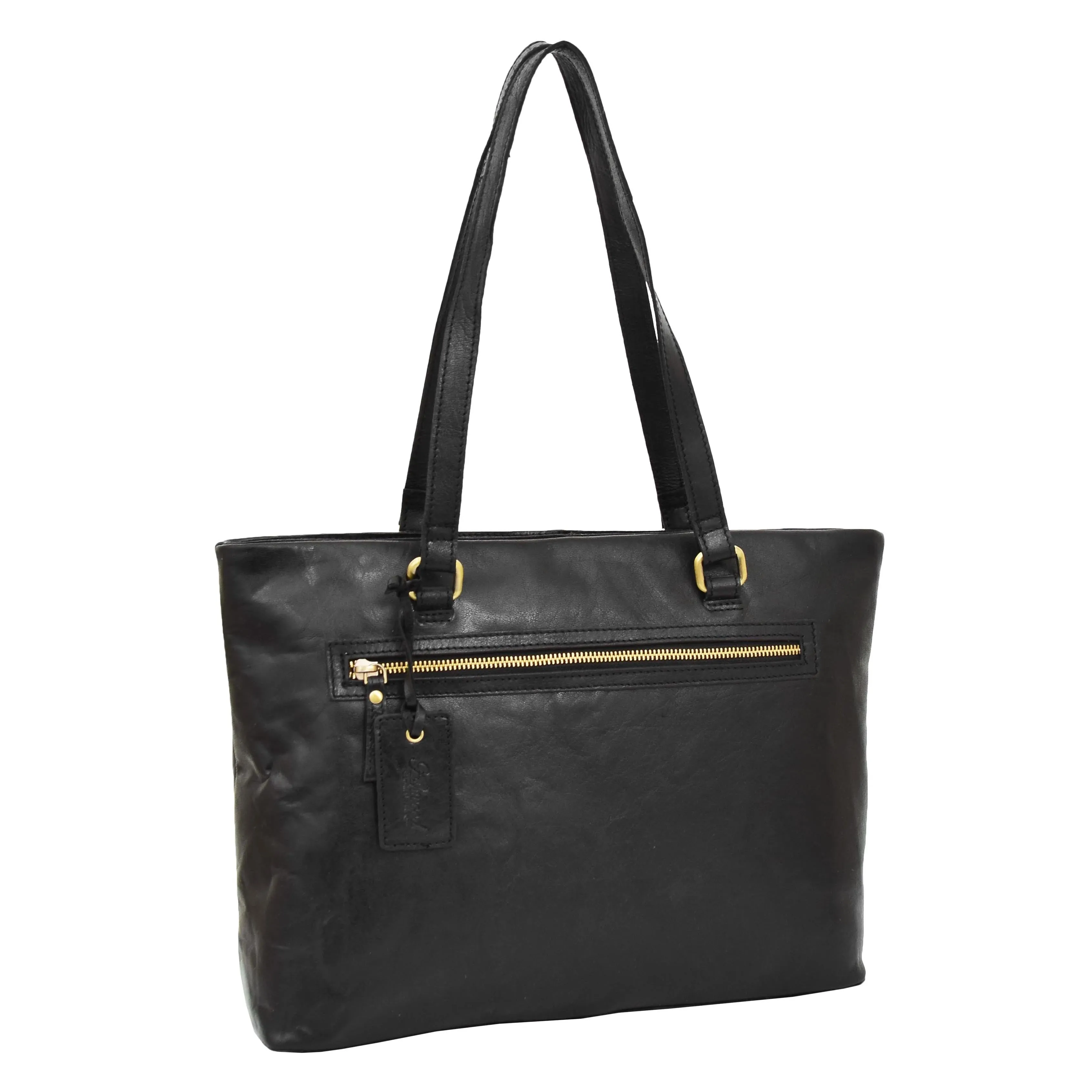 DR308 Women's Leather Classic Shopper Bag Black