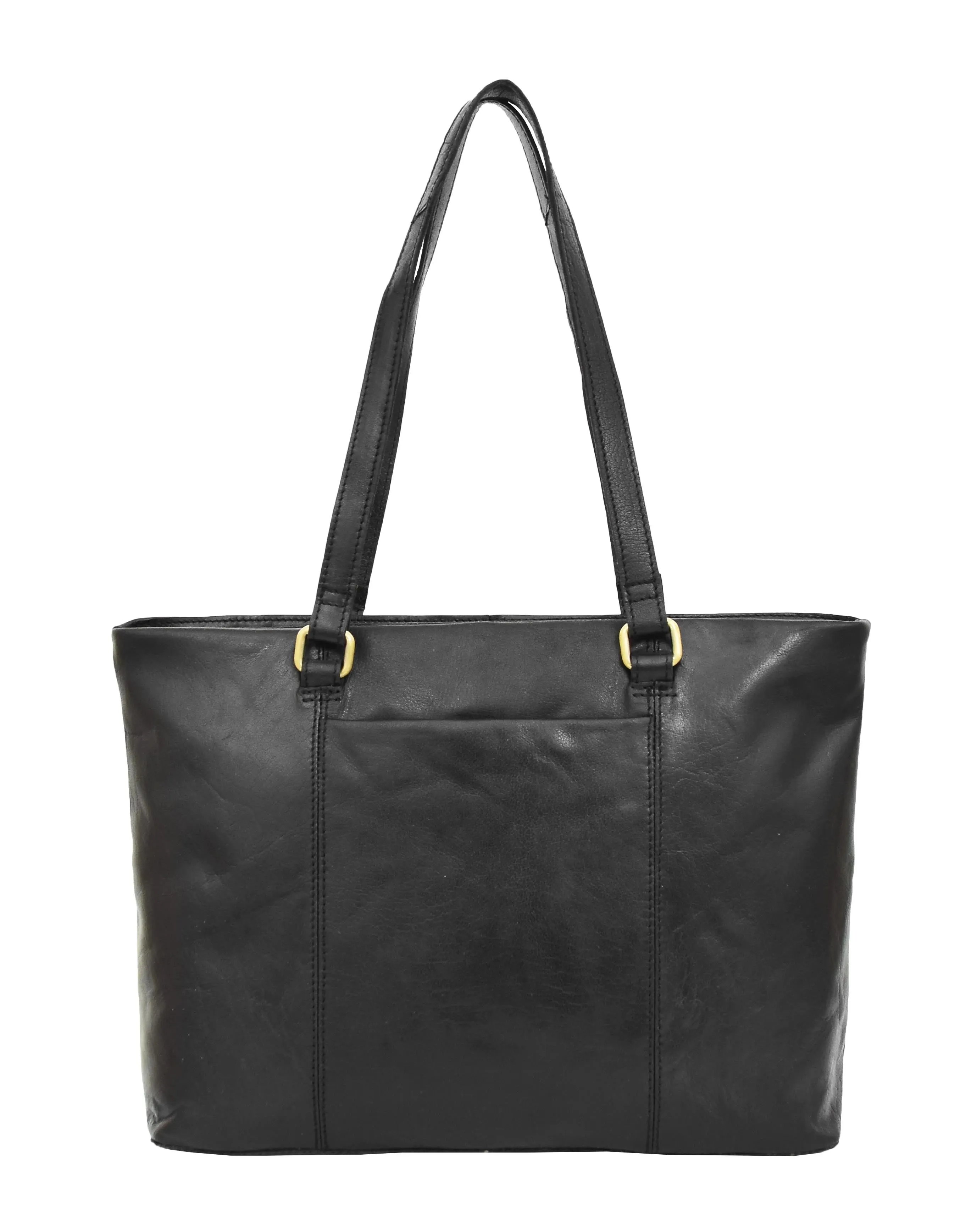 DR308 Women's Leather Classic Shopper Bag Black