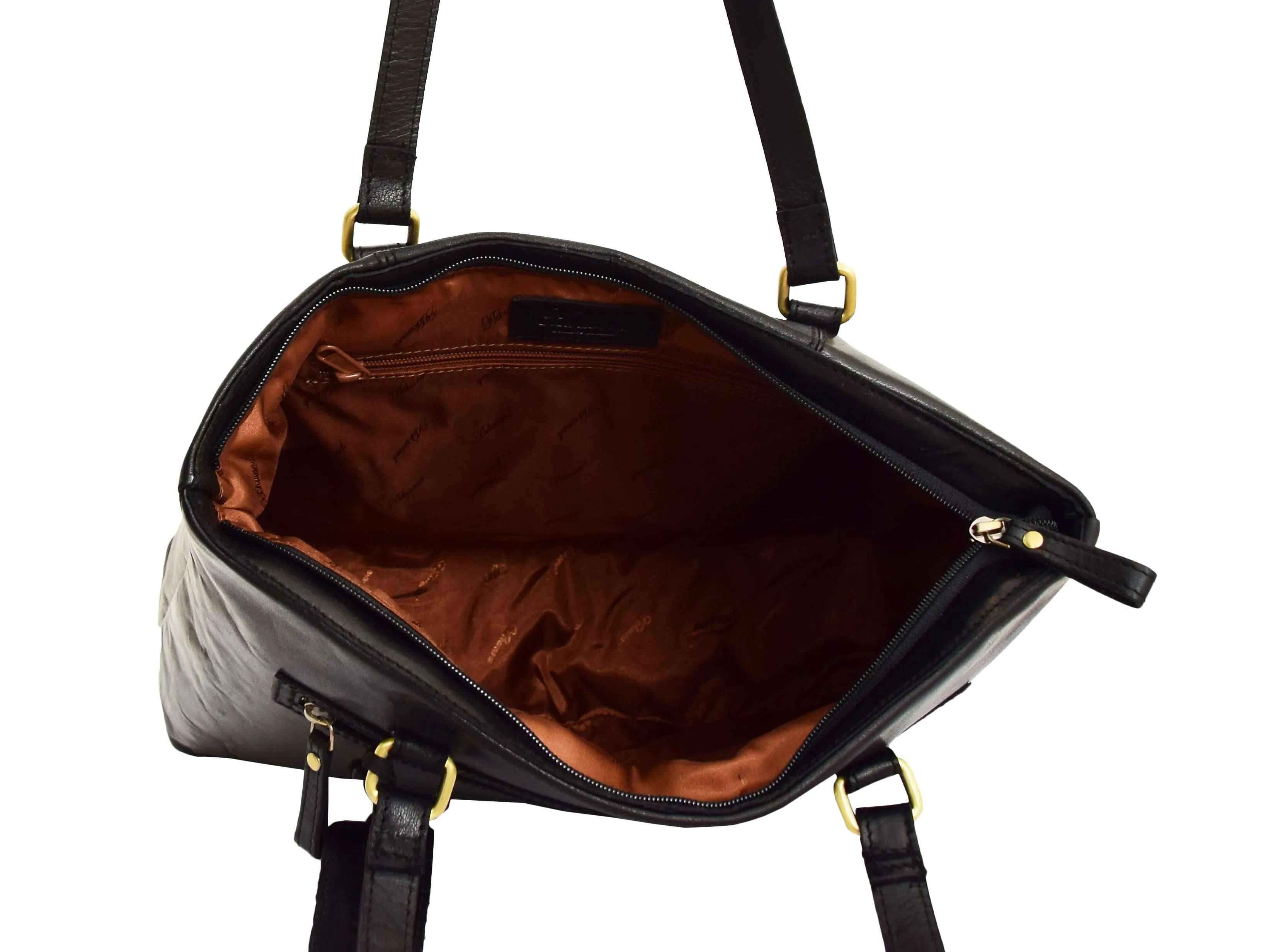 DR308 Women's Leather Classic Shopper Bag Black