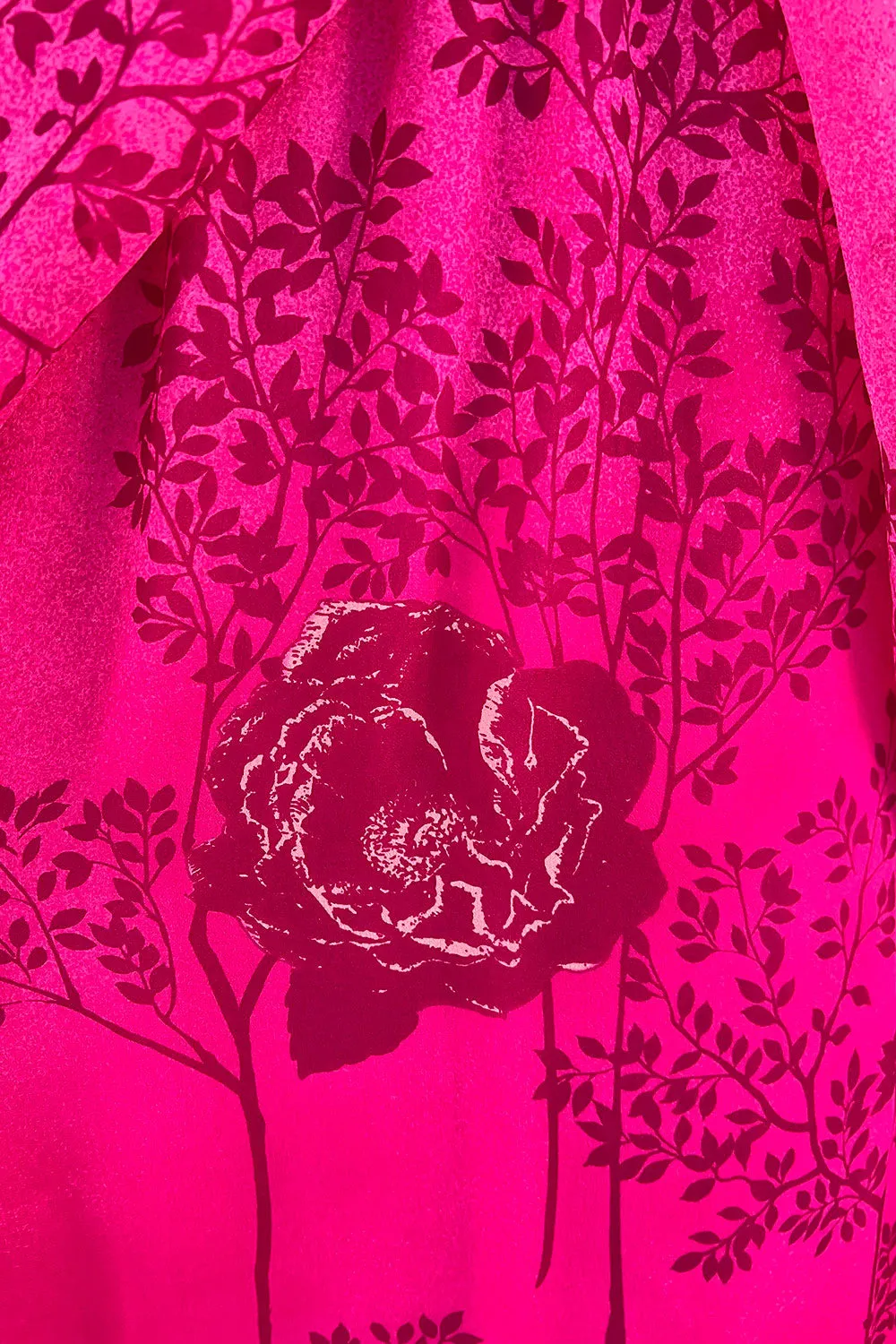 Dreamy 1970s Hanae Mori Pink Layered Bias Cut Silk Chiffon Caftan Dress w Floral Print