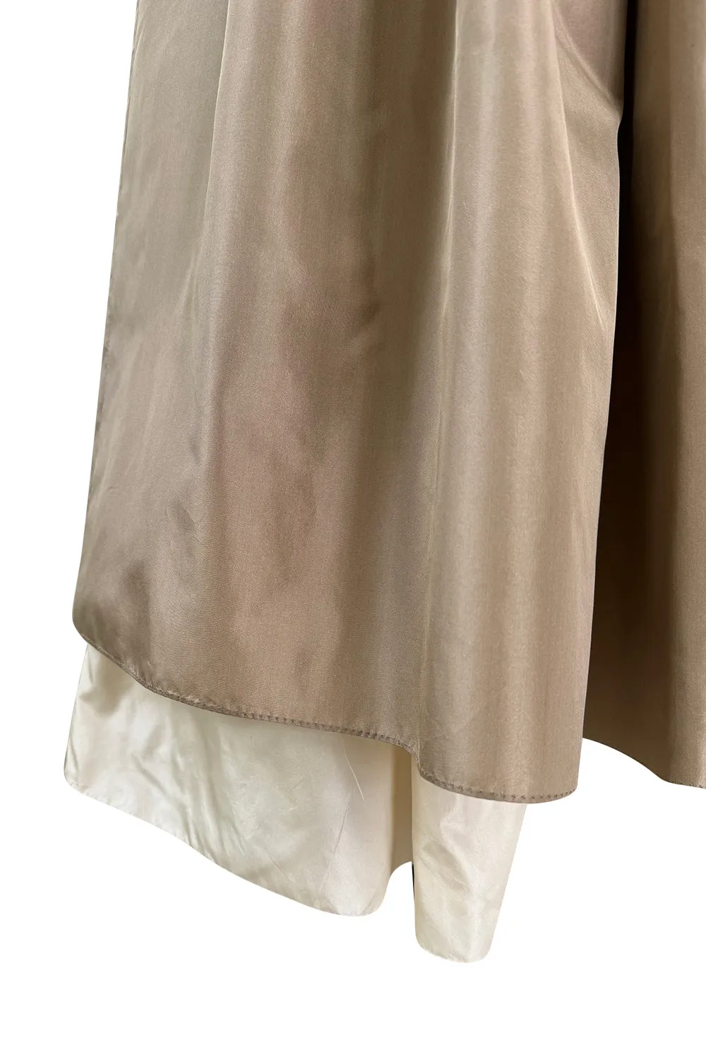 Dreamy Early 1980s Bill Blass Pink, Champagne  & Taupe Silk One Shoulder Dress w Full Skirt