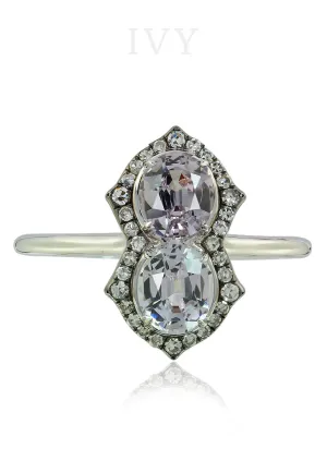 Duo Ring with Steel Grey Spinels and Diamonds
