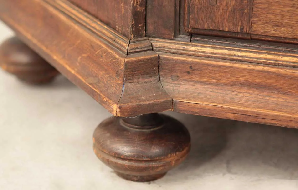 Dutch Baroque Inlaid Oak and Glass Display Cabinet