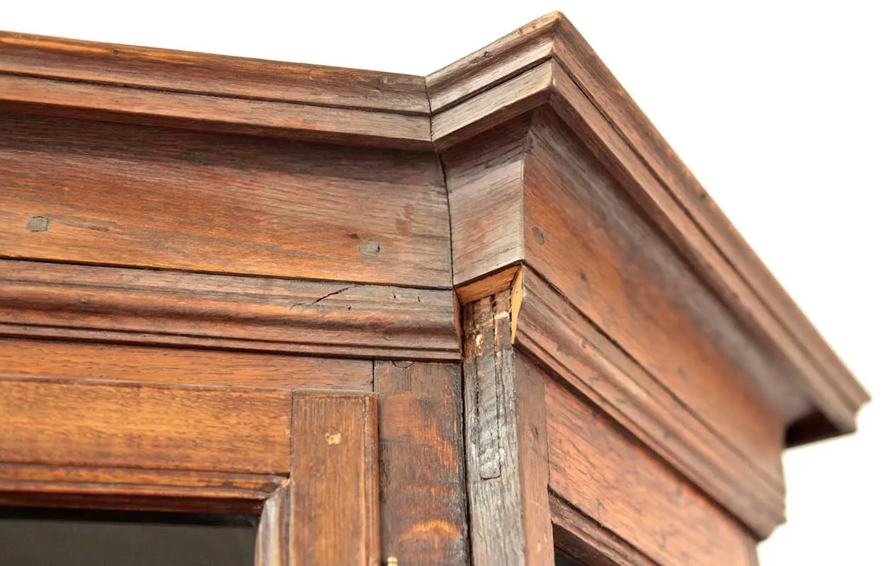 Dutch Baroque Inlaid Oak and Glass Display Cabinet