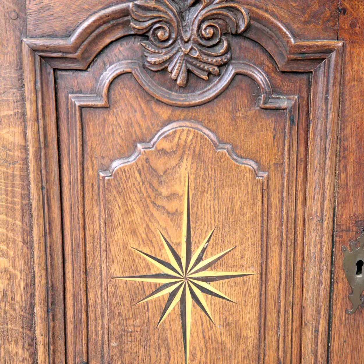 Dutch Baroque Inlaid Oak and Glass Display Cabinet