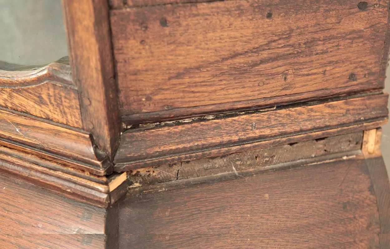 Dutch Baroque Inlaid Oak and Glass Display Cabinet