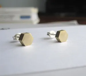Elegant and Affordable - Hand-Made Solid Brass Hexagon Studs - 0032