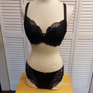 Elegant Black Lace Bra and Panty Set