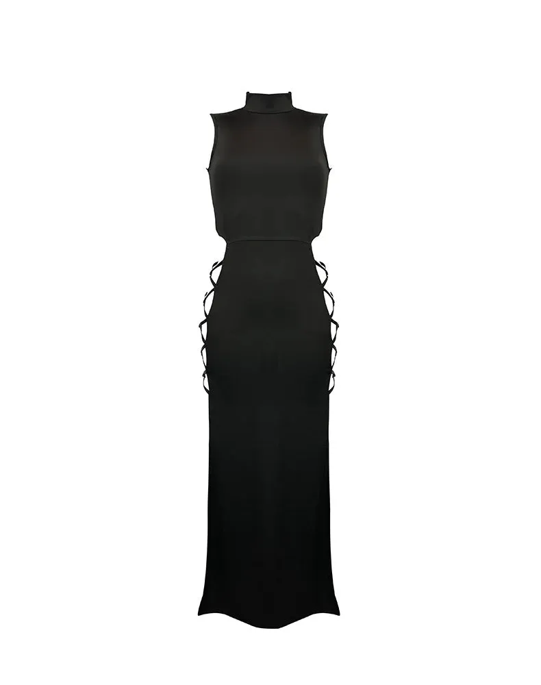 Elegant Black Sleeveless Bandage Dress