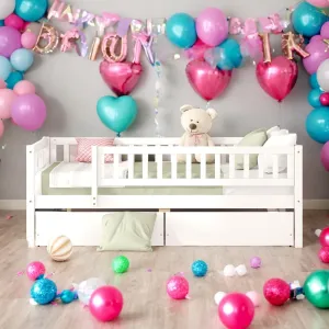 Elegant Design Daybed Wood Bed Kids White Mid-Century Modern