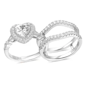 Elegant Diamond Halo Engagement Ring Set