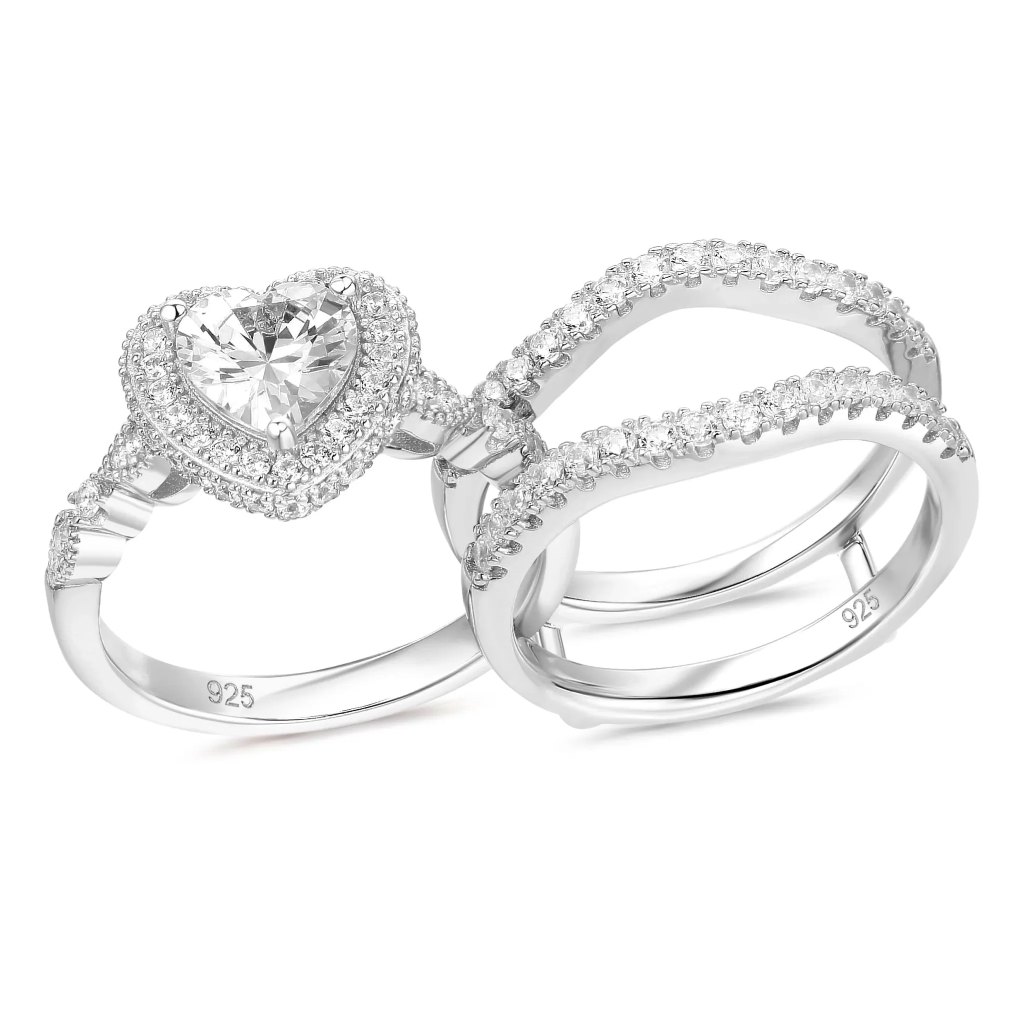 Elegant Diamond Halo Engagement Ring Set