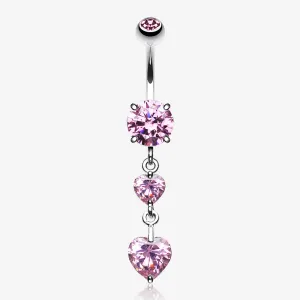Elegant Double Hearts Belly Button Ring