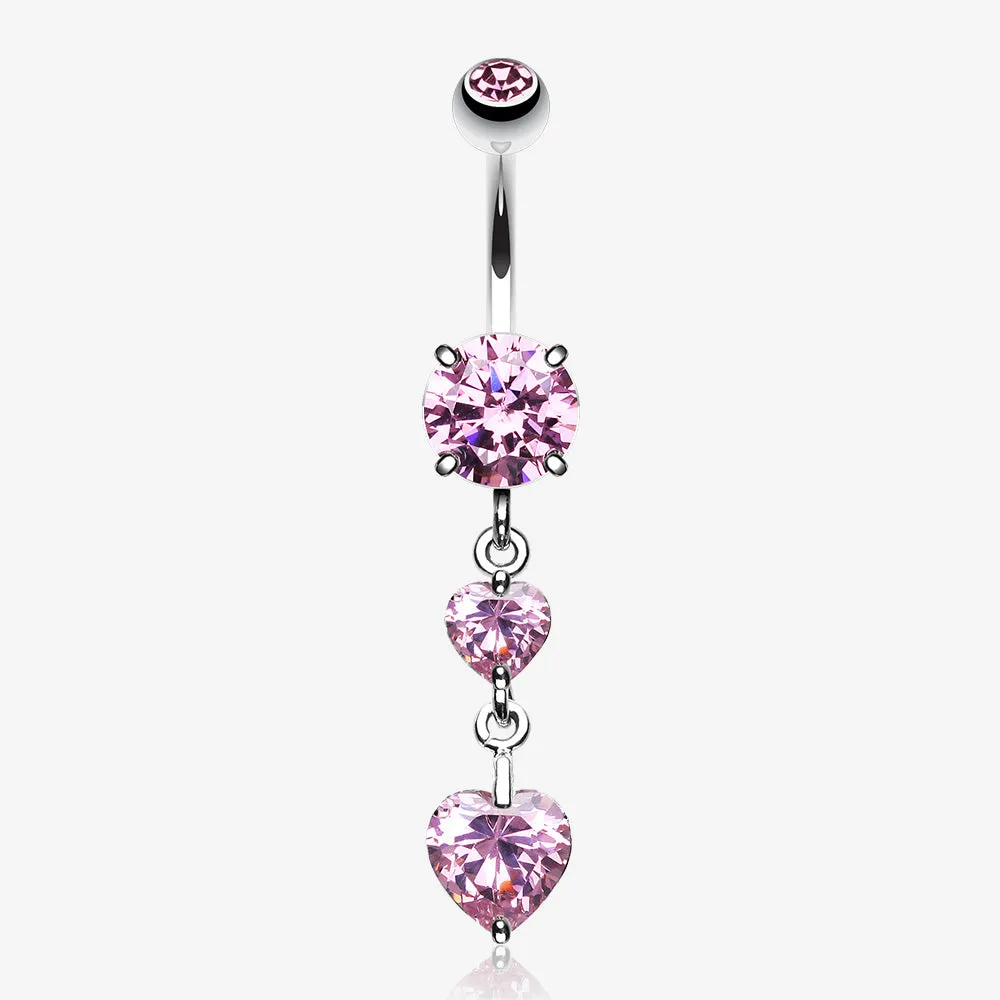 Elegant Double Hearts Belly Button Ring