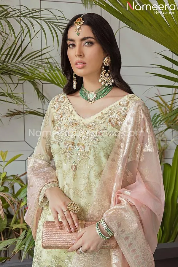 Elegant Dress Online Pakistani in Lime Color #PF186