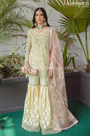 Elegant Dress Online Pakistani in Lime Color #PF186
