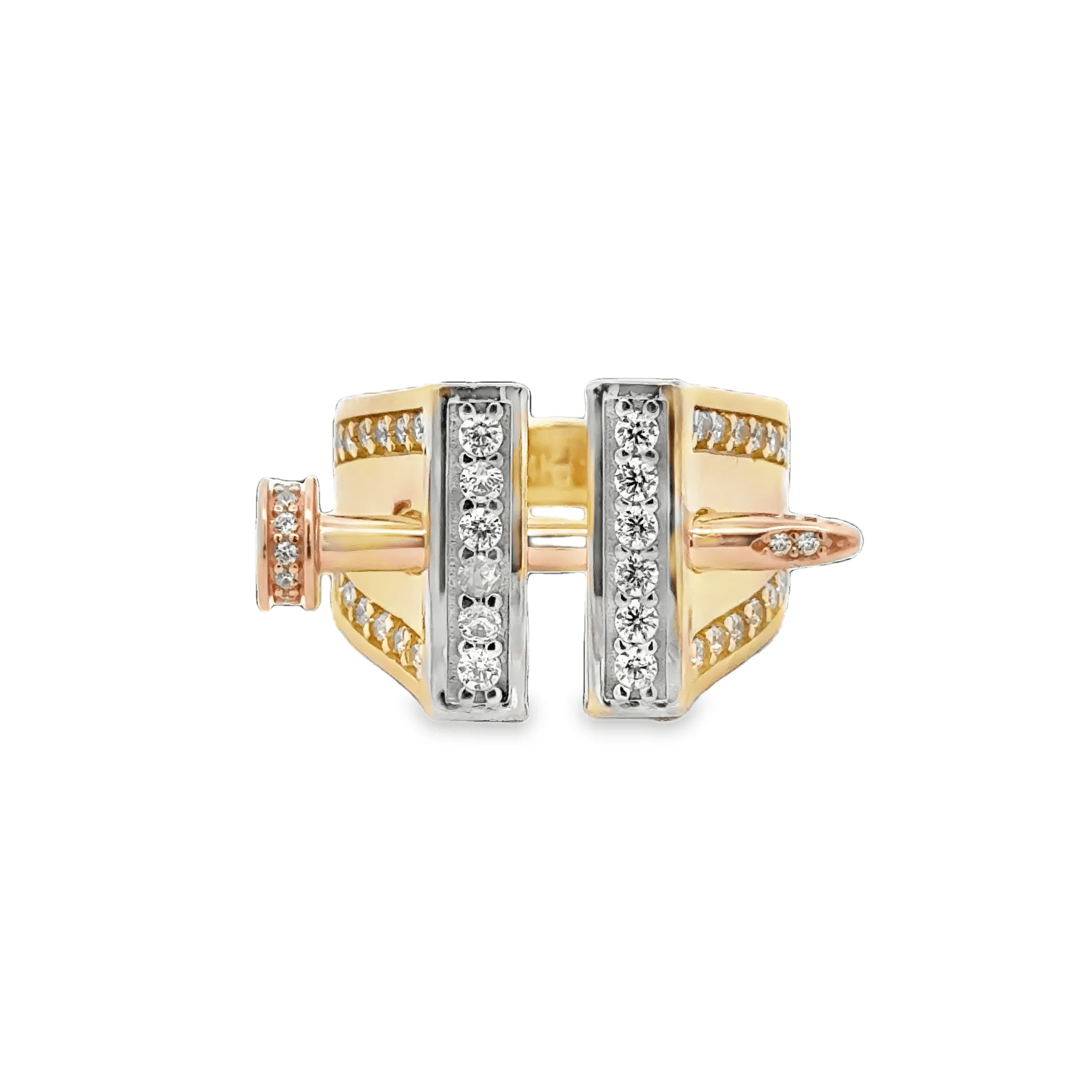 Elegant Dual-Tone CZ Ring 14k