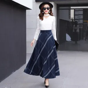 Elegant Full Length Plaid Skirt