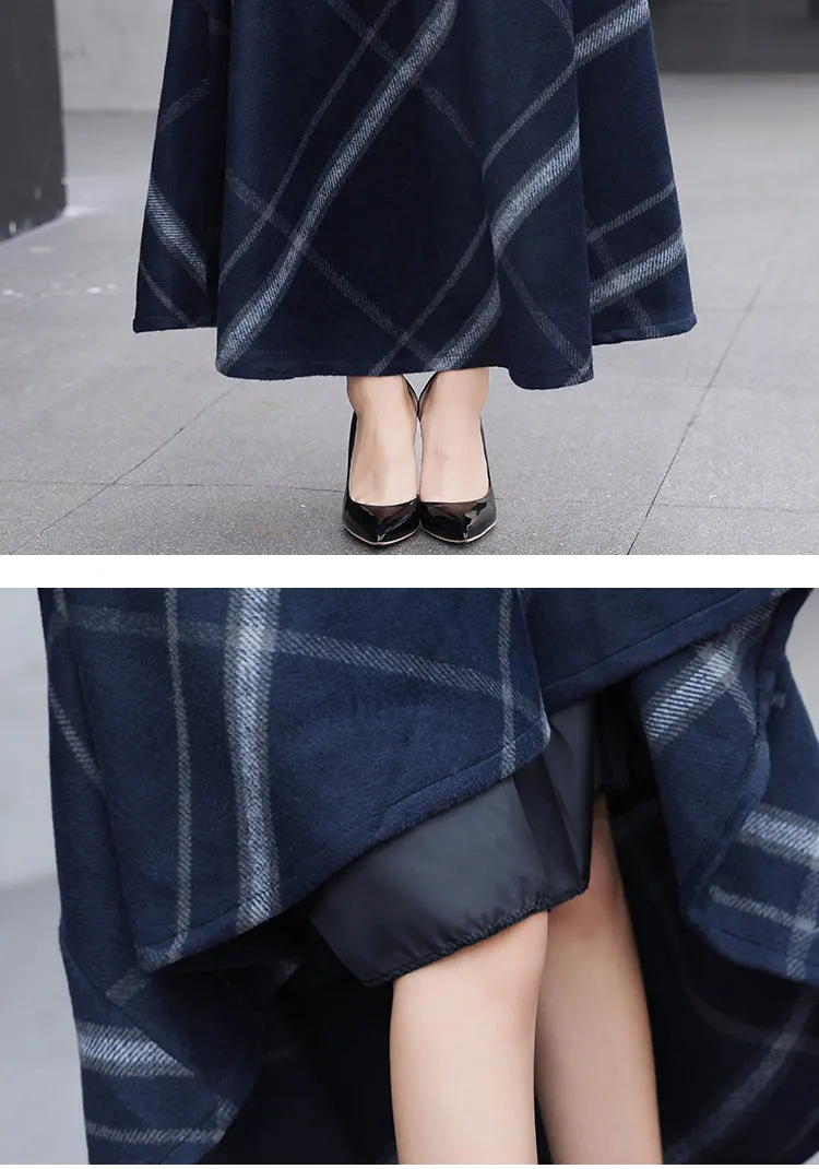 Elegant Full Length Plaid Skirt