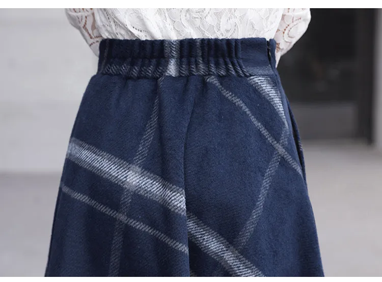 Elegant Full Length Plaid Skirt