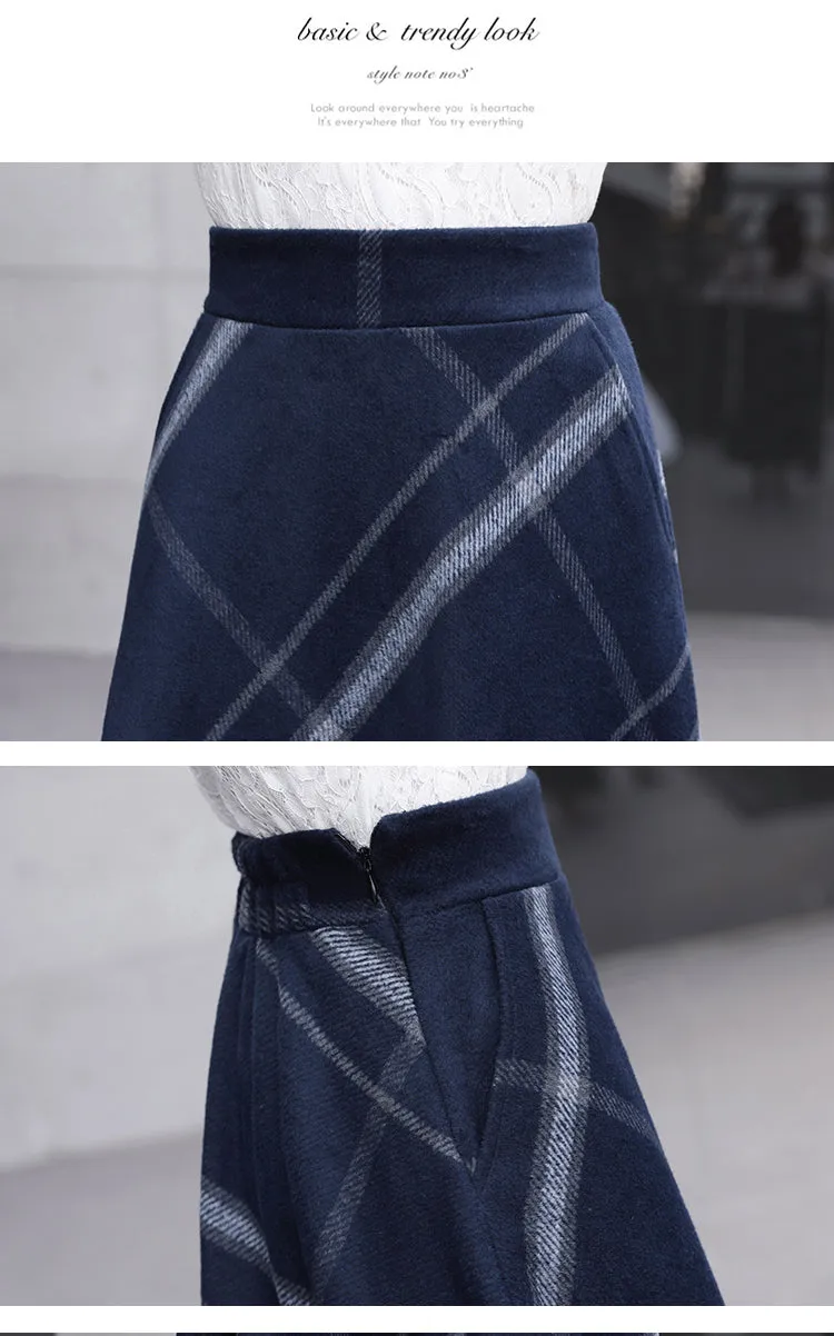 Elegant Full Length Plaid Skirt