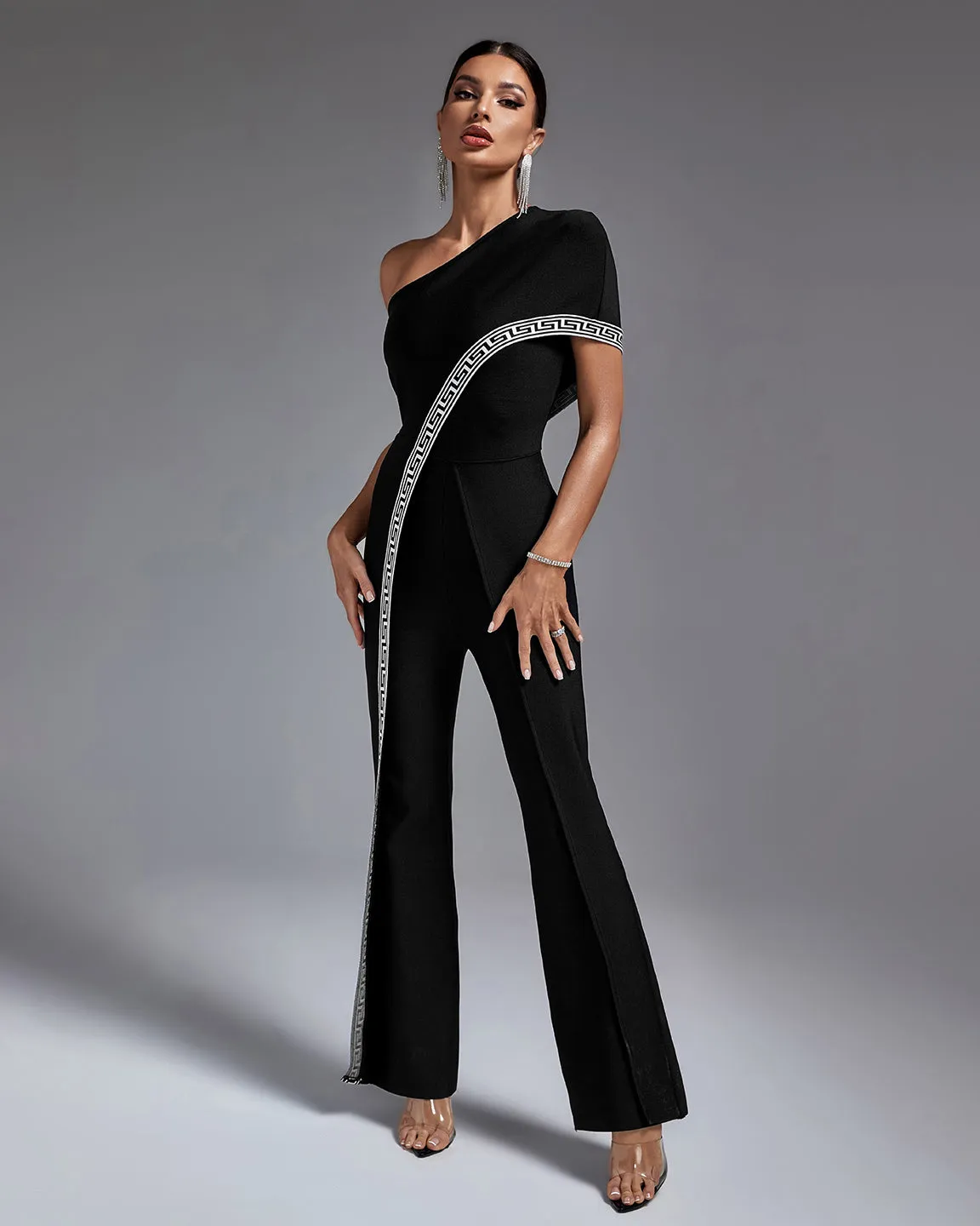 Elegant Goddess One Shoulder Bandage Jumpsuit