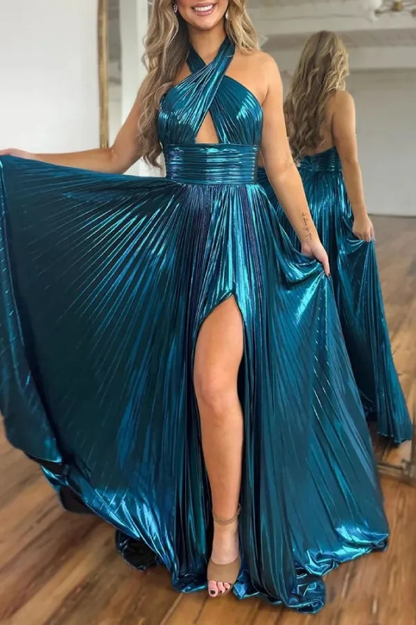 Elegant Halter Split Party Dress