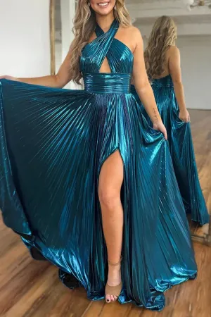 Elegant Halter Split Party Dress
