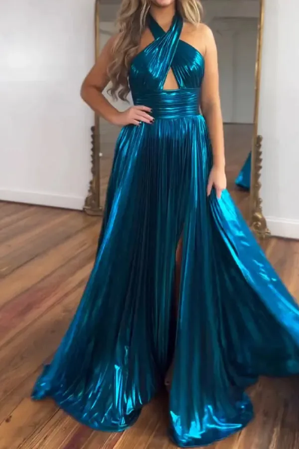 Elegant Halter Split Party Dress