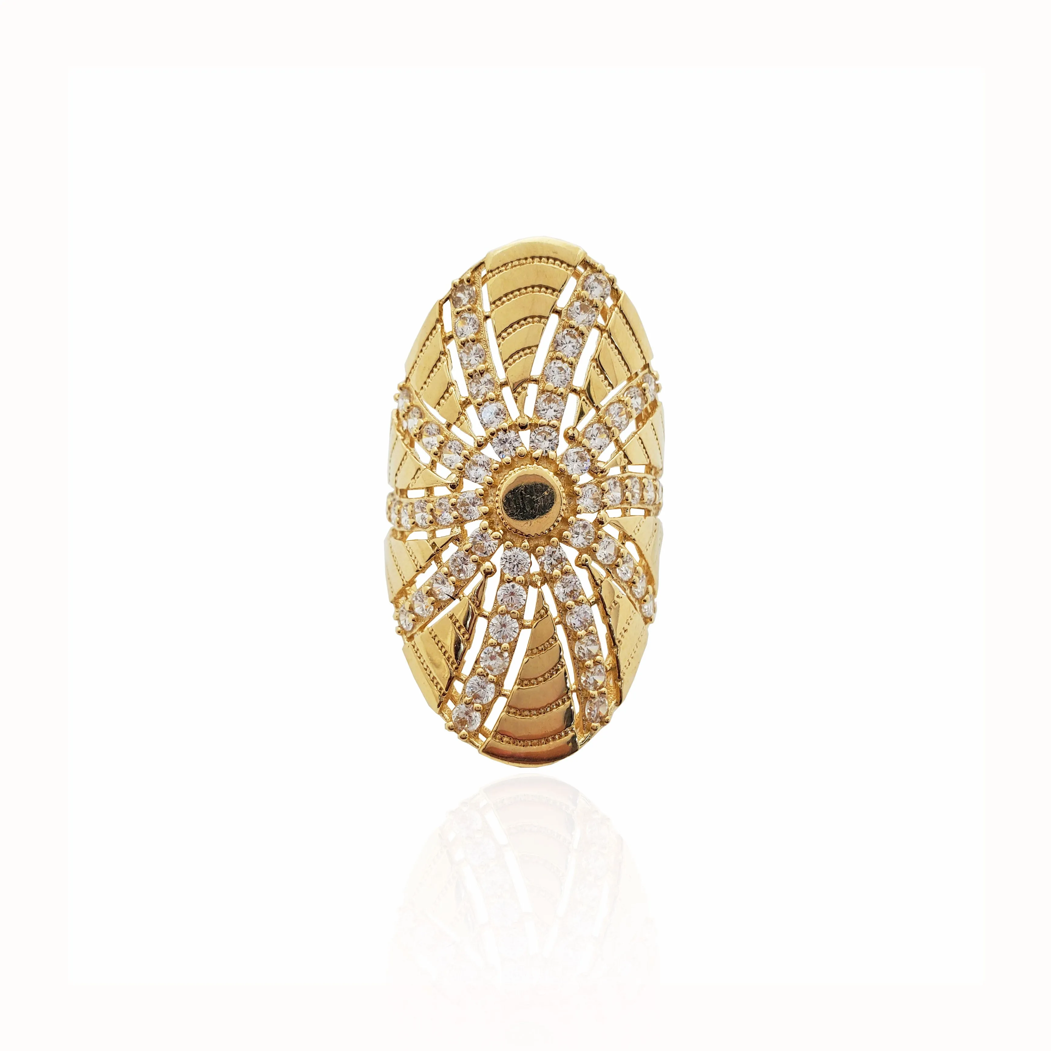 Elegant Long Finger CZ Ring (14K).