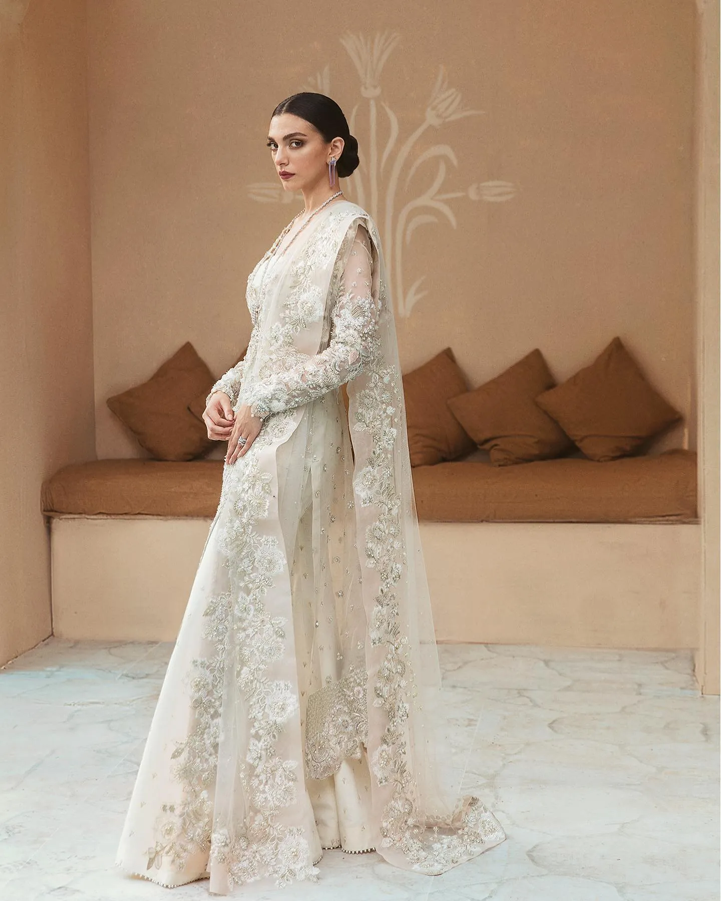 Elegant Pakistani Wedding Dress in Sharara Kameez Style