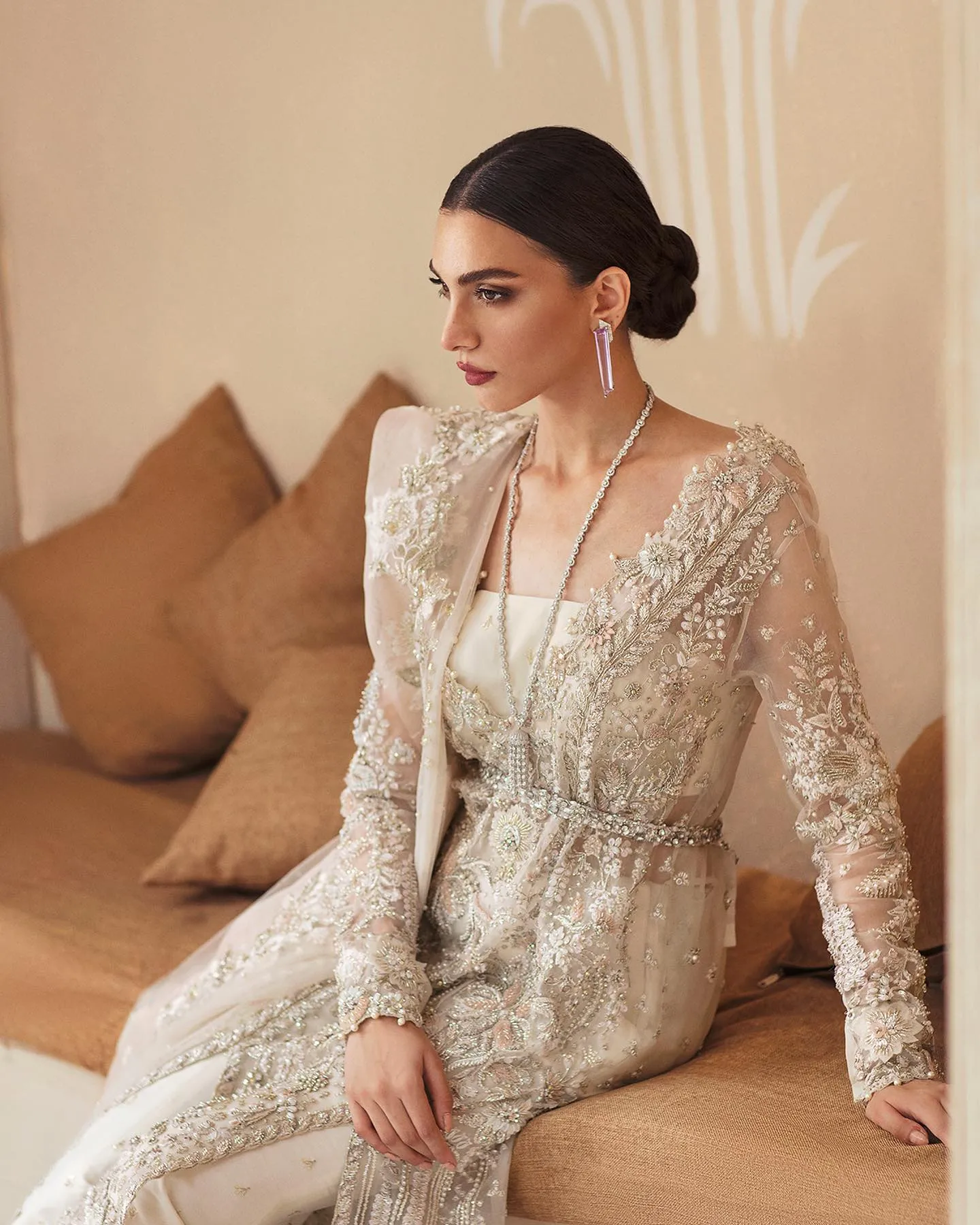 Elegant Pakistani Wedding Dress in Sharara Kameez Style