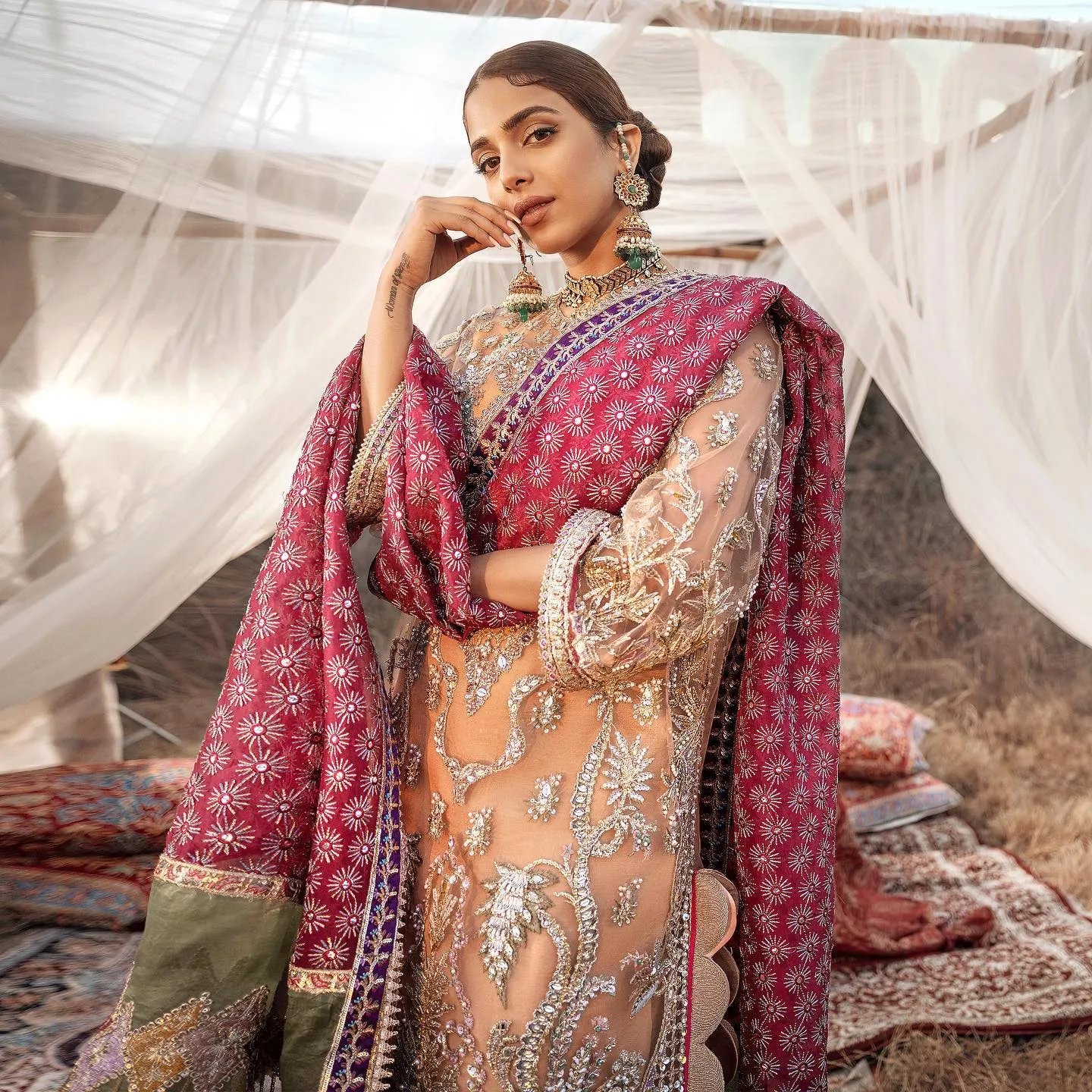 Elegant Pakistani Wedding Sharara Kameez Suit #PS858