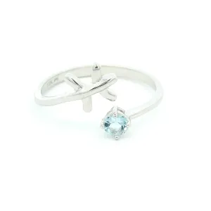 Elegant Pisces Aquamarine Ring in 10K White Gold